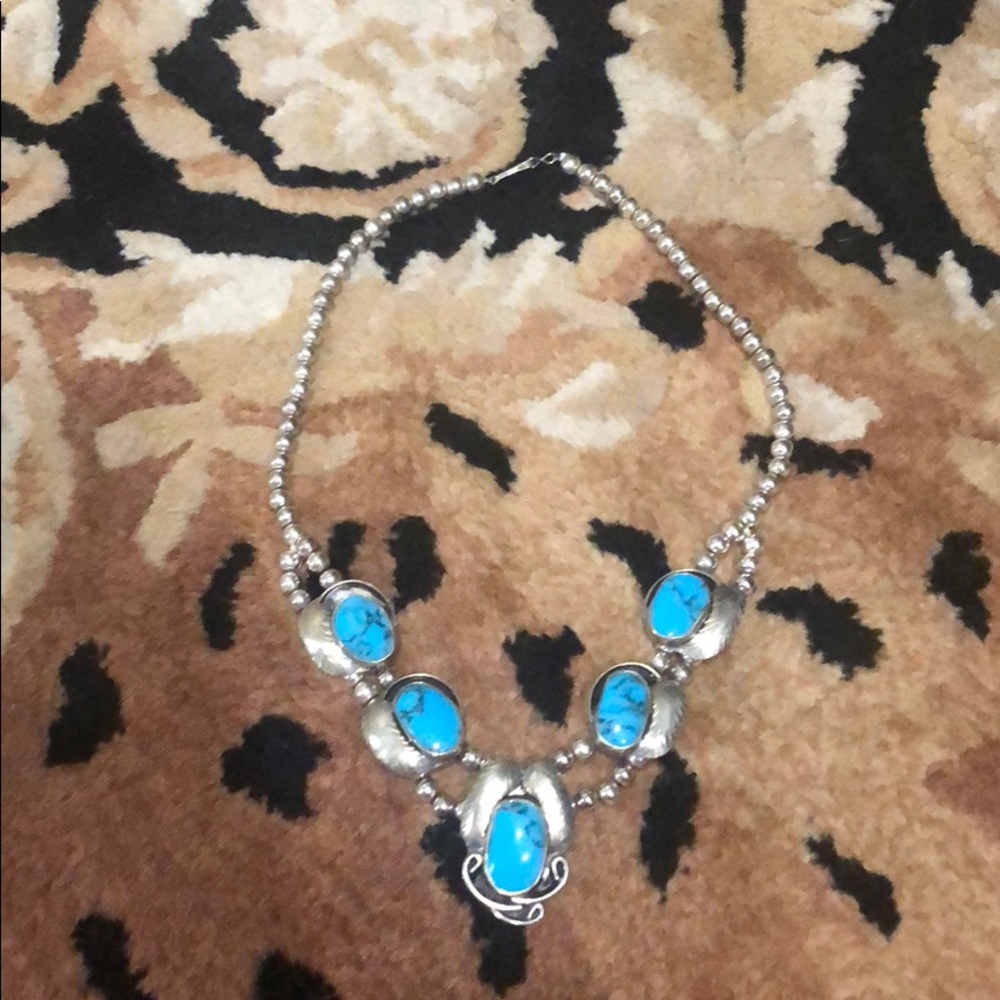 Authentic squash blossom tourquse necklace